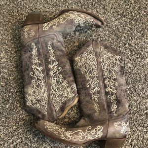 Corral Brown Crater Bone Embroidery Cowboy Boots
